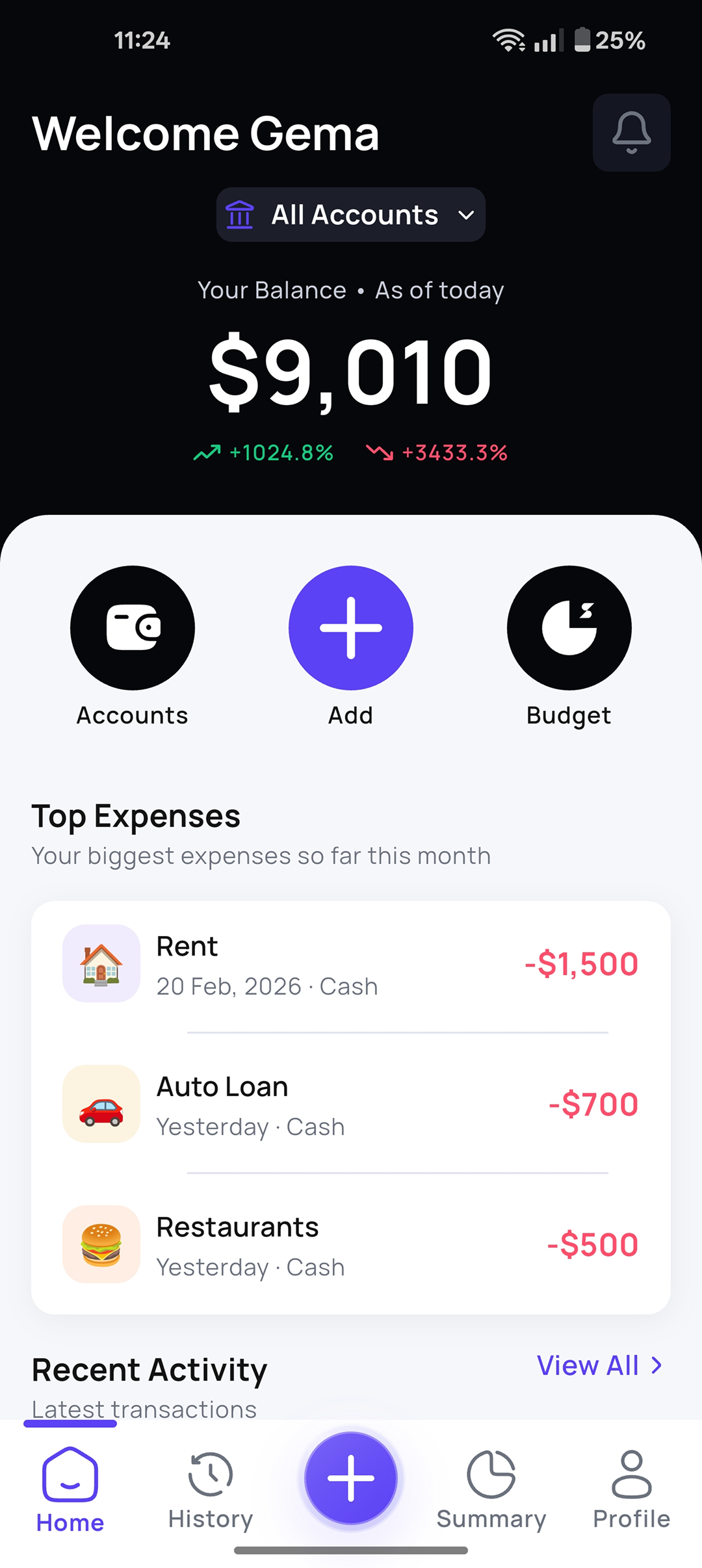 Finara app screen 1